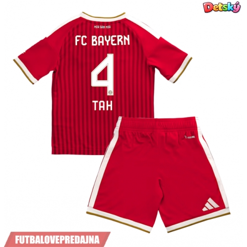 Lacne Dětský Futbalové dres Bayern Munich Jonathan Tah #4 2026-27 Krátky Rukáv - Domáci (+ trenírky)